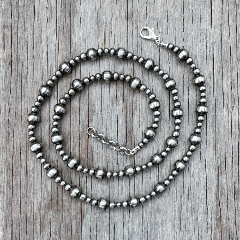 Navajo Pearl Handmade 4, 5, and 8mm Necklace ~ German Silver beads