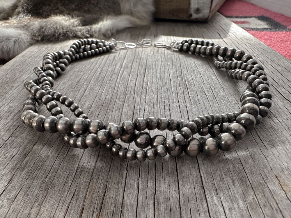 Navajo Pearl Handmade Necklace with 5, 6, and 8mm German Silver