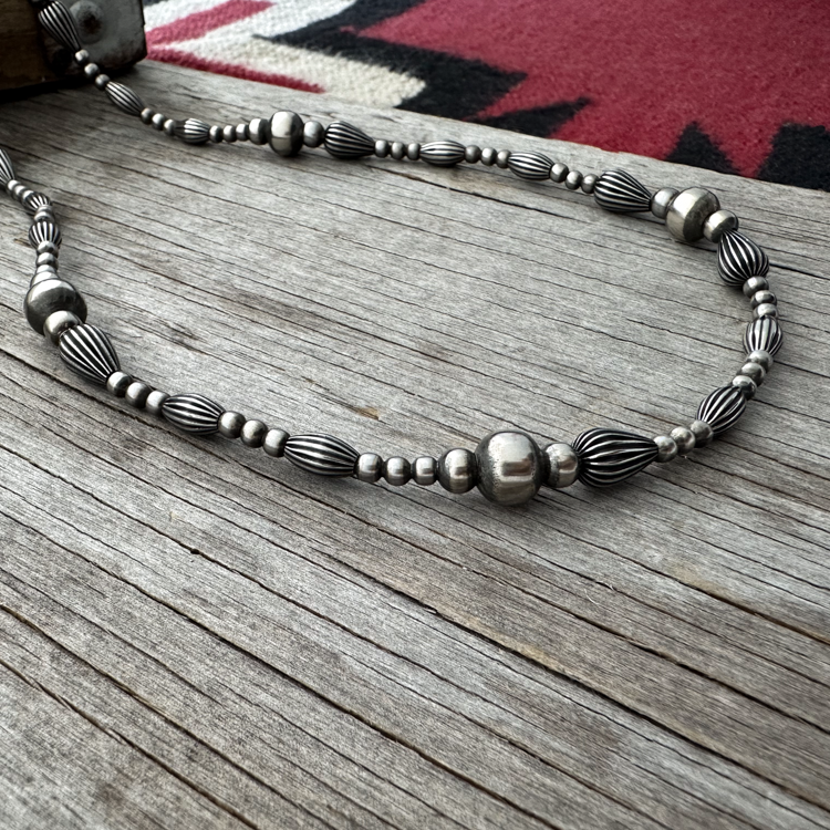 Navajo Pearl Handmade Necklace with Pumpkin Beads ~ German Silver