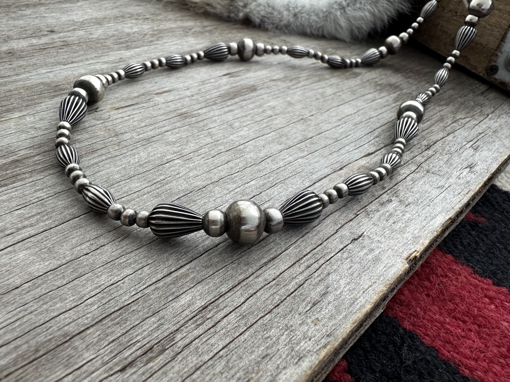 Navajo Pearl Handmade Necklace with Pumpkin Beads ~ German Silver