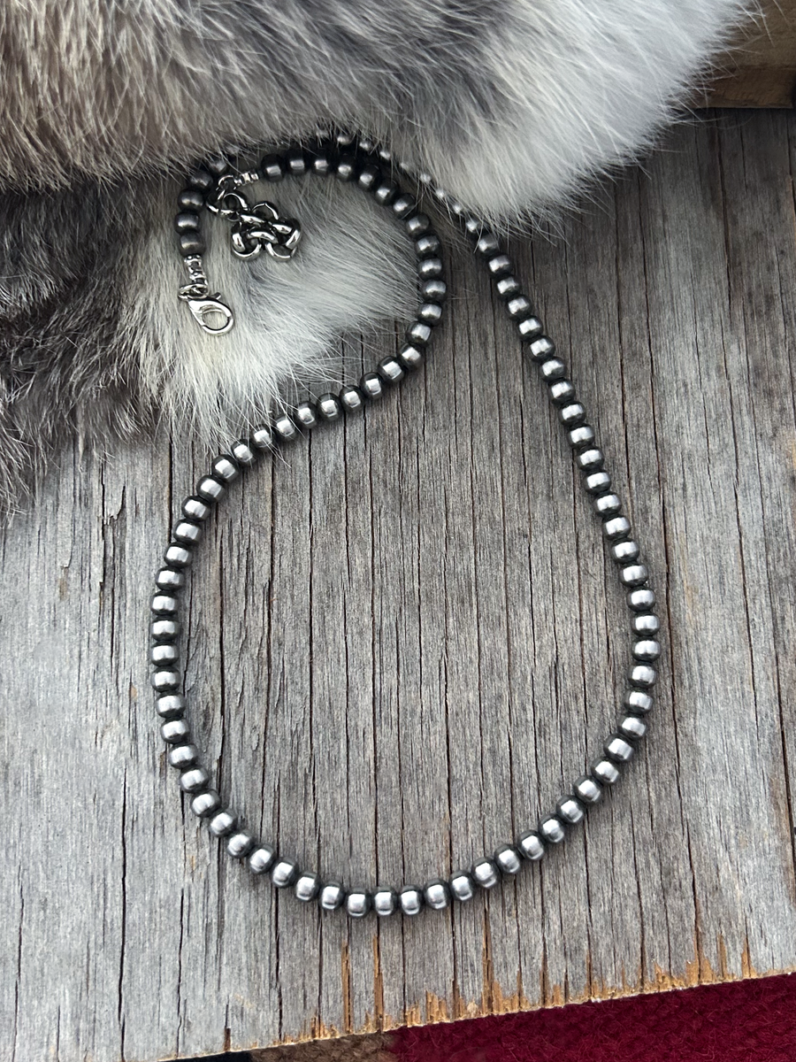 Navajo Pearl Handmade Necklace ~ All 5mm German Silver beads