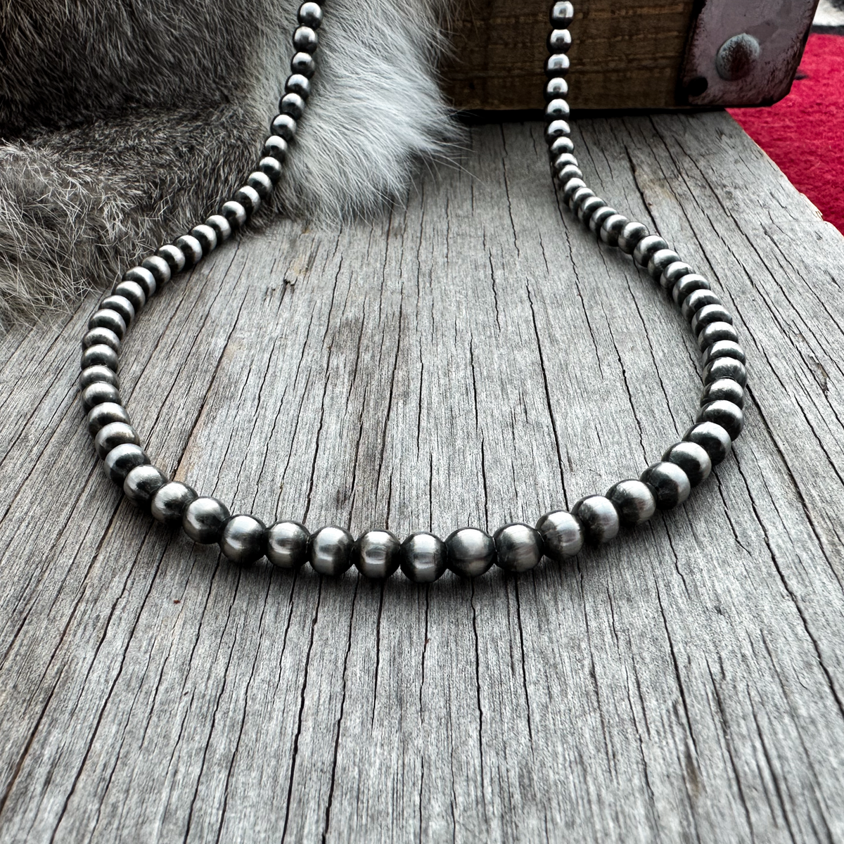 Navajo Pearl Handmade Necklace ~ All 8mm German Silver beads