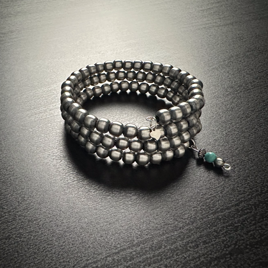 Handmade Sterling Silver Navajo Pearl Wrap Bracelet ~ All 6mm