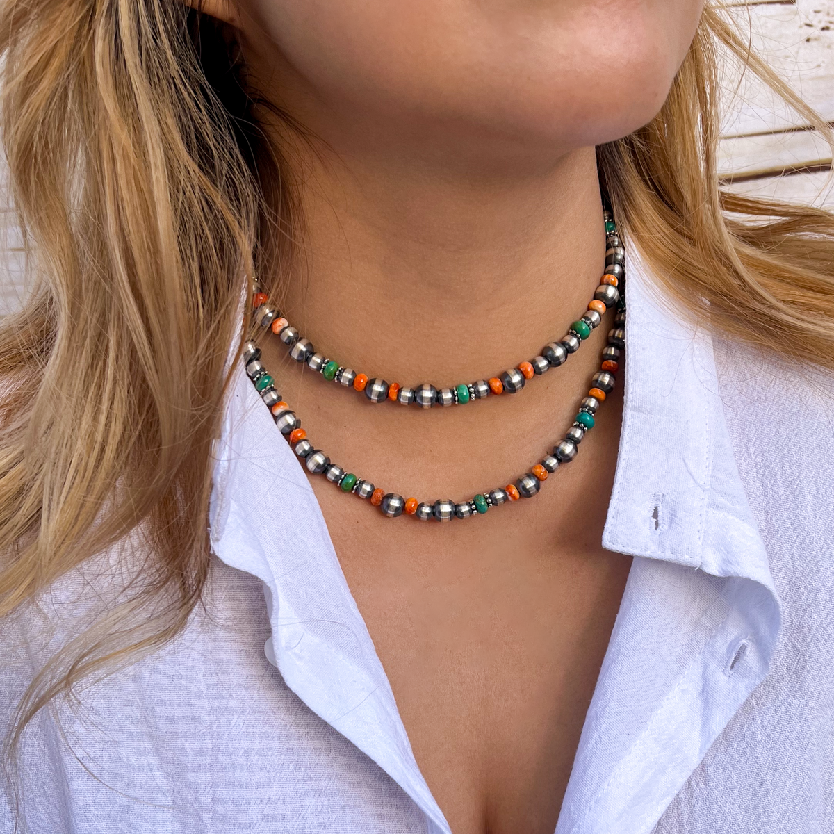 Handmade Sterling Silver Navajo Pearl Necklace ~ Choose Length
