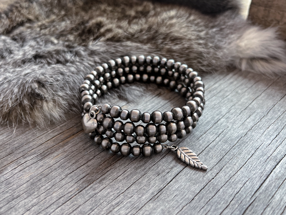 Navajo Pearl Handmade 3 Row Wrap Bracelet 5 & 6mm German Silver