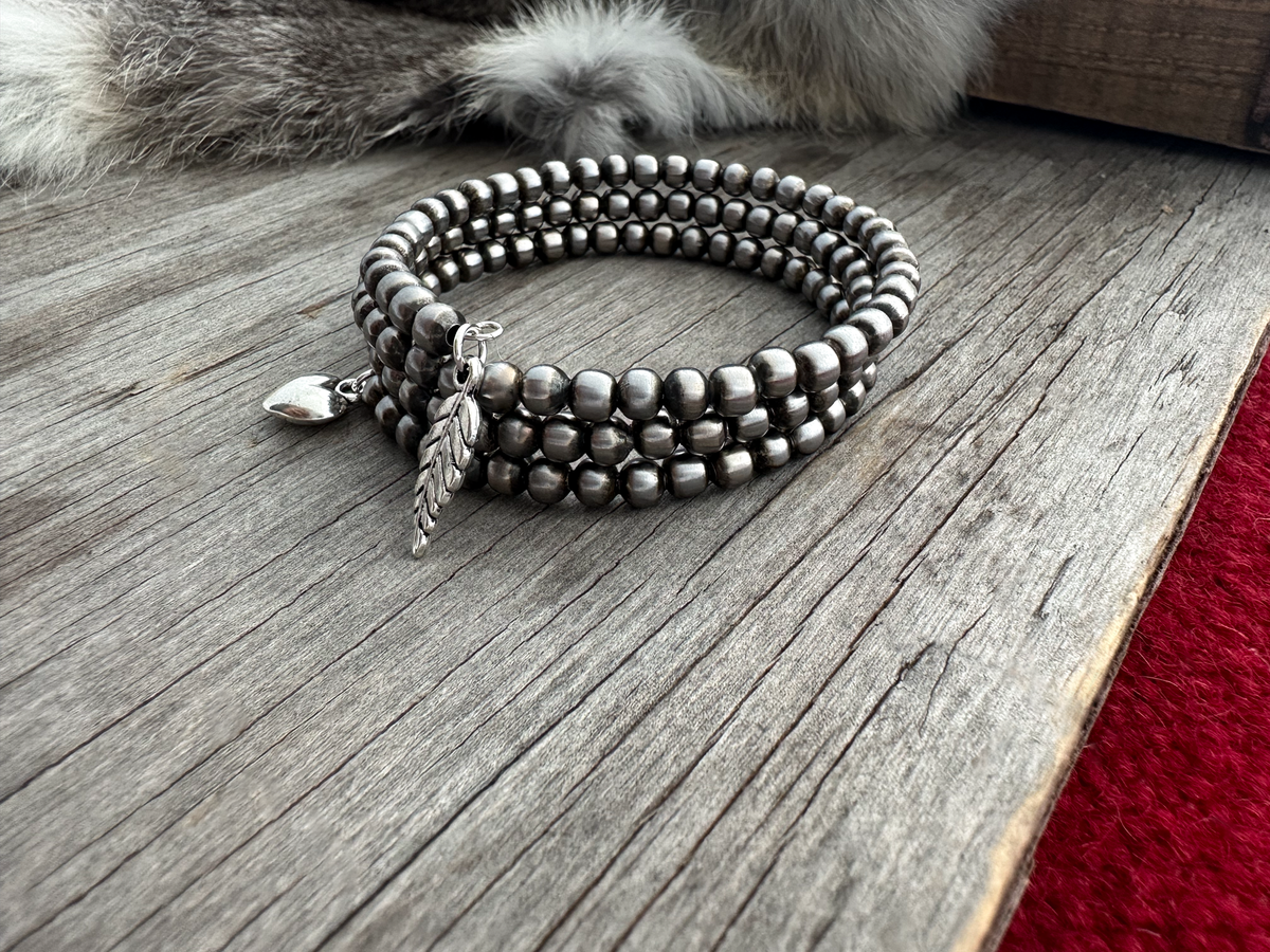 Navajo Pearl Handmade Three Row Bracelet with 5mm German Silver