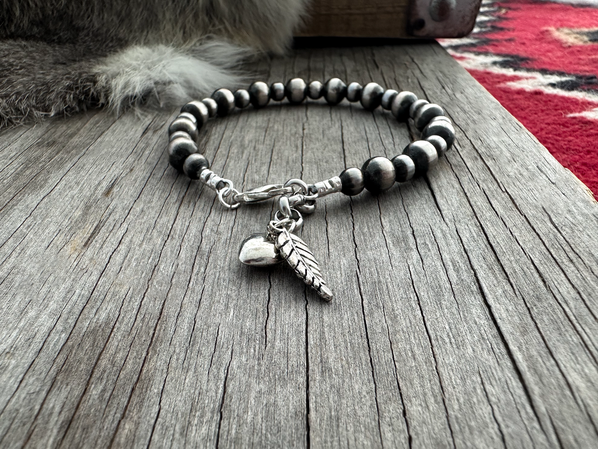 Navajo Pearl Handmade Bracelet ~ 6mm and 8mm German Silver Beads