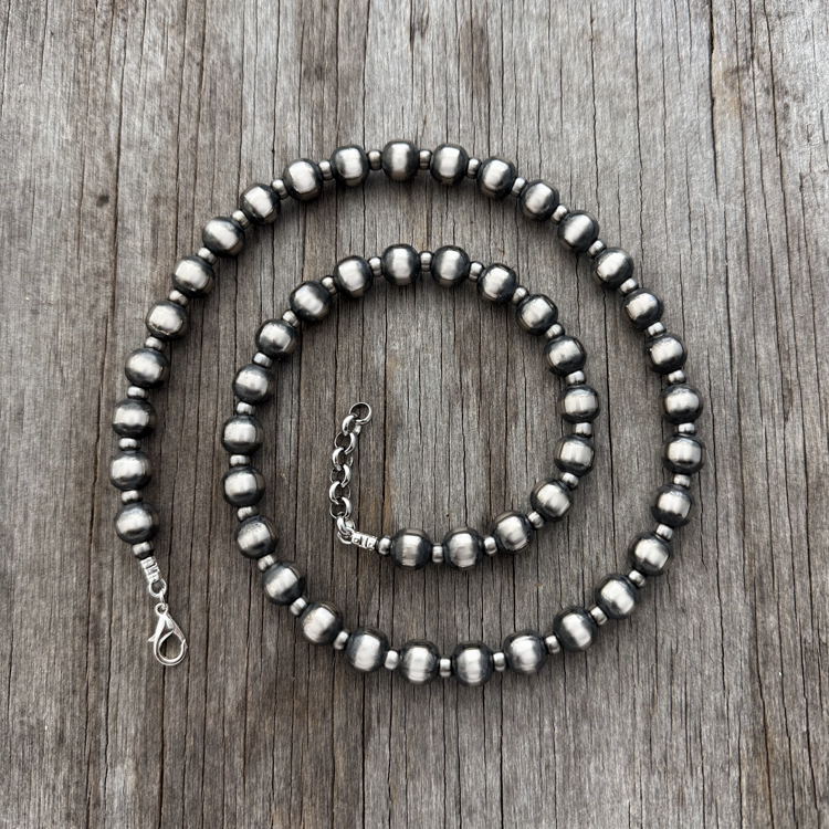 Navajo Pearl Handmade Necklace with 5 & 10mm German Silver beads