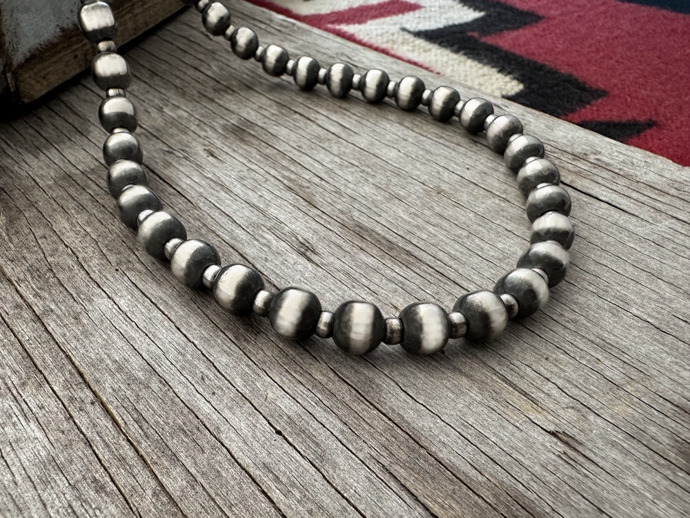 Navajo Pearl Handmade Necklace with 5 & 10mm German Silver beads