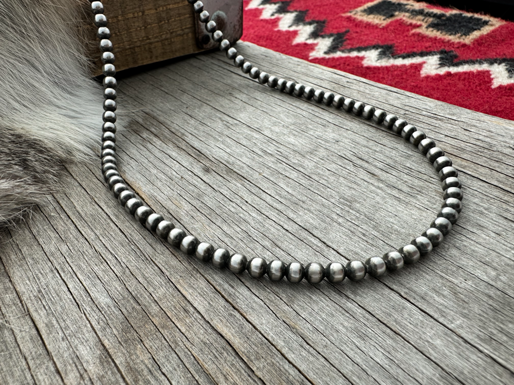 Navajo Pearl Handmade Necklace ~ All 6mm German Silver beads