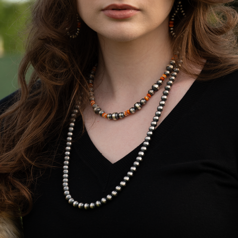 Handmade Sterling Silver Navajo Pearl Necklace ~ Choose Length ~ Awesome Design!