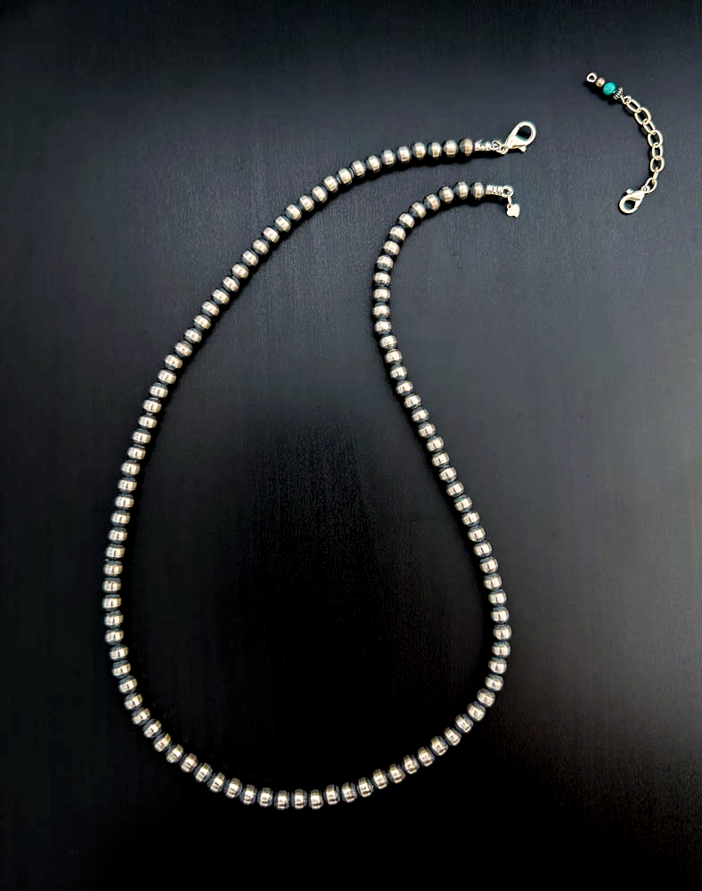 Handmade Sterling Silver Navajo Pearl Necklace All 6mm ~ Choose Handmade Sterling Silver Navajo Pearl Necklace All 6mm ~ Choose