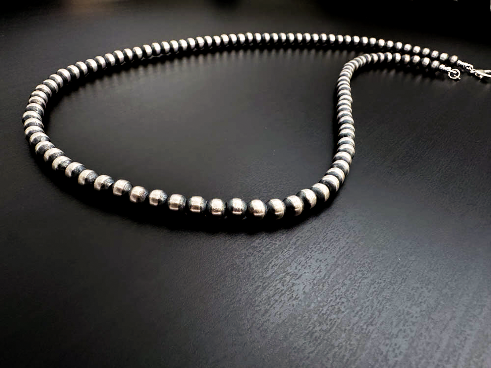 Handmade Sterling Silver Navajo Pearl Necklace All 6mm ~ Choose Handmade Sterling Silver Navajo Pearl Necklace All 6mm ~ Choose