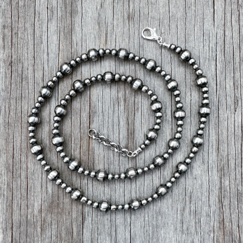 Navajo Pearl Handmade 4, 5, and 8mm  Necklace ~ German Silver beads ~ Choose Length