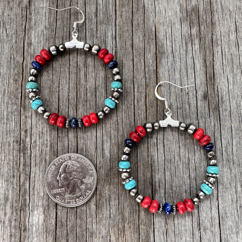 Pretty~N~Colorful Handmade Navajo Pearl German Silver Hoops!