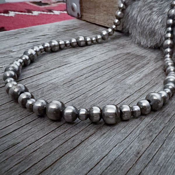 Navajo Pearl Handmade Necklace with 6, 8, and 10mm German Silver