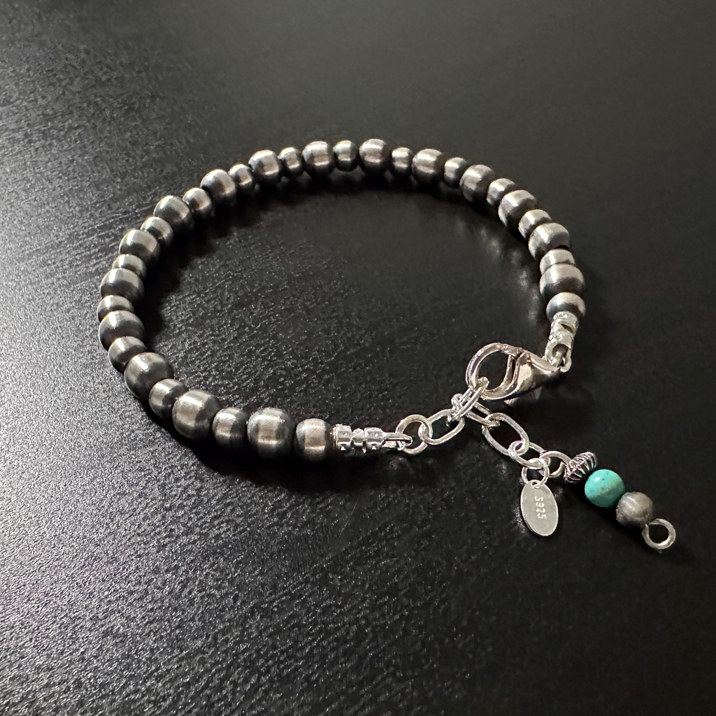 Handmade Sterling Silver Navajo Pearl Bracelet ~ 5mm & 6mm Handmade Sterling Silver Navajo Pearl Bracelet ~ 5mm & 6mm
