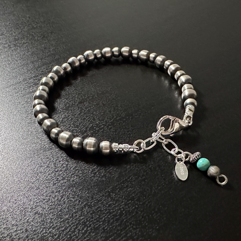Handmade Sterling Silver Navajo Pearl Bracelet ~ 5mm & 6mm ~ Lovely Style!