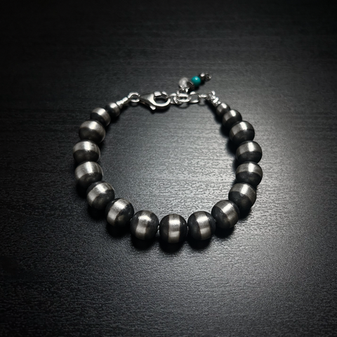 Handmade Sterling Silver Navajo Pearl Bracelet ~ All 10mm Pearls ~ Bold Style!