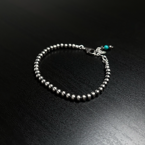Handmade Sterling Silver Navajo Pearl Bracelet ~ All 4mm Pearls ~ Sweet & Petite!