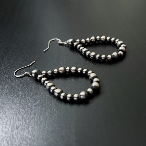 Handmade Sterling Silver Navajo Pearl Earrings ~ 4mm & 5mm ~ Petite Teardrop Style!