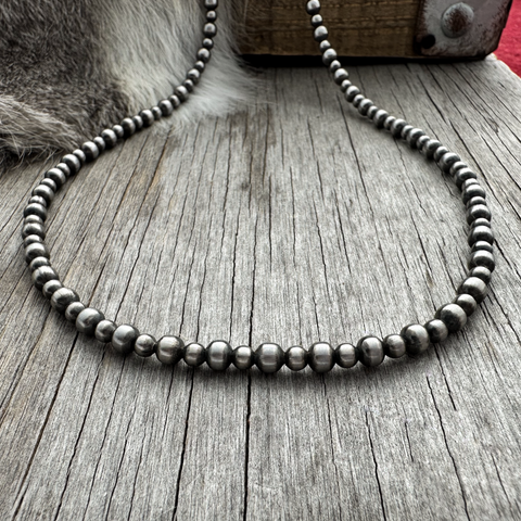 Navajo Pearl Handmade Petite Strand of 4 & 5mm German Silver beads ~ Choose Necklace Length!