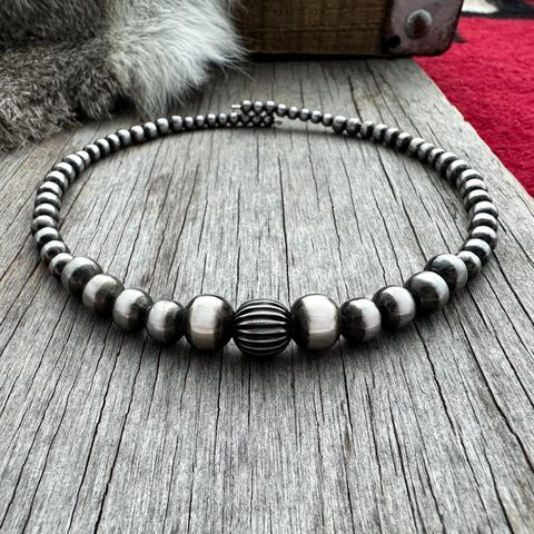 Navajo Pearl Handmade Choker with Silver Pumpkin Bead Accent~ German Silver beads
