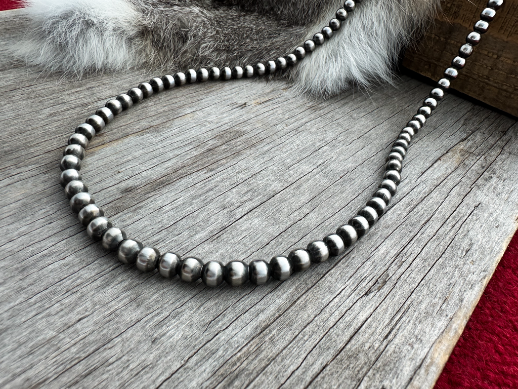Navajo Pearl Handmade Necklace ~ All 8mm German Silver beads Navajo Pearl Handmade Necklace ~ All 8mm German Silver beads