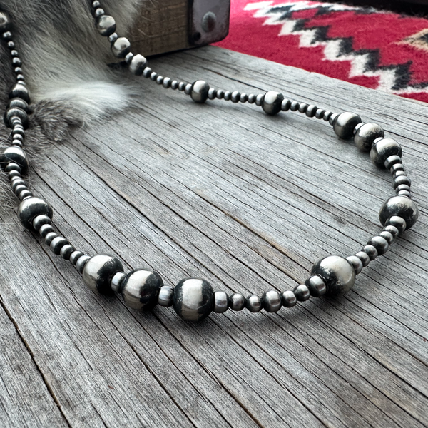 Navajo Pearl Handmade 4, 5, and 10mm Necklace ~ German Silver