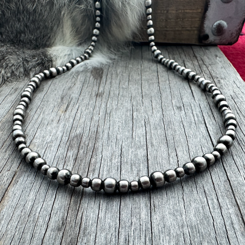 Navajo Pearl Handmade Petite Necklace with 4, 5, and 6mm German Silver beads ~ Choose Length ~ So Pretty!