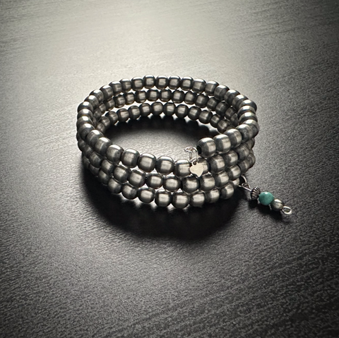 Handmade Sterling Silver Navajo Pearl Wrap Bracelet ~ All 6mm beads ~ Gorgeous Style!
