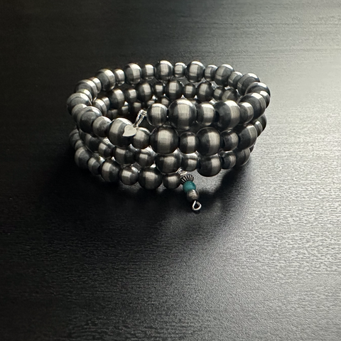 Handmade Sterling Silver Navajo Pearl Wrap Bracelet ~ 6 and 8mm beads ~ Beautiful Style!