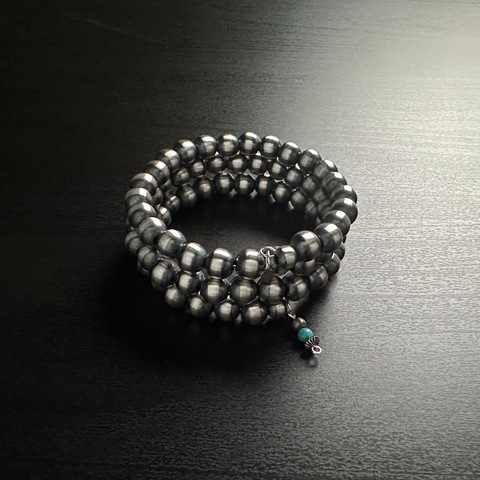 Handmade Sterling Silver Navajo Pearl Wrap Bracelet ~ All 8mm beads ~ Bold & Beautiful!