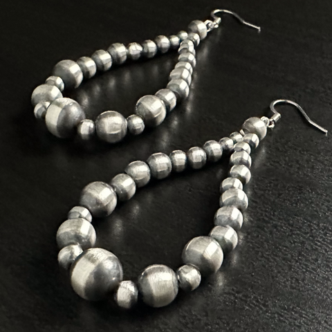 Handmade Sterling Silver Navajo Pearl Dangle Earrings ~ Beautiful Teardrop Style!