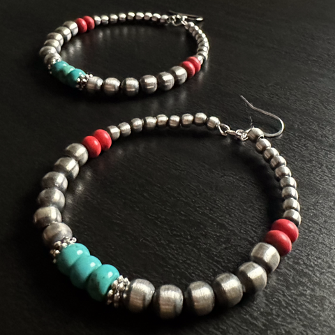 Handmade Sterling Silver Navajo Pearl Hoop Earrings ~ Southwestern Classics!