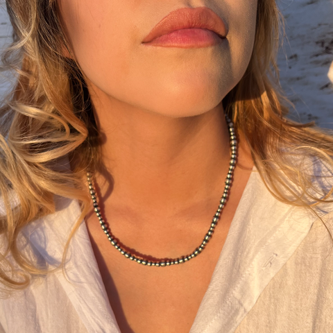 Handmade Sterling Silver Navajo Pearl Necklace ~ 4mm, 5mm, and 6mm pearls ~ Choose Length ~ Sweet & Simple Style!