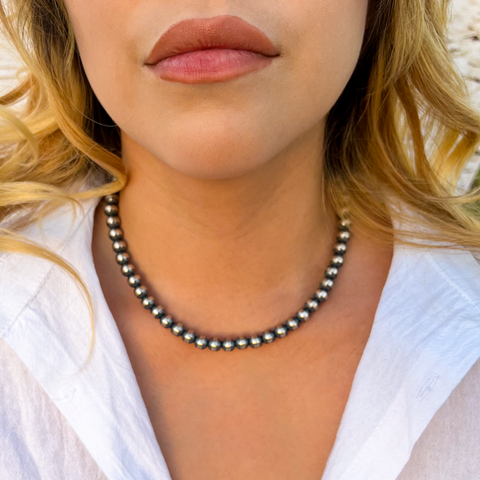 Handmade Sterling Silver Navajo Pearl Necklace All 8mm ~ Choose Length ~ Gorgeous & Pretty!