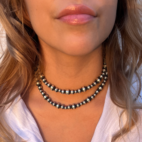 Handmade Sterling Silver Navajo Pearl Necklace ~ 6mm, 8mm, and 10mm pearls ~ Choose Length ~ Stunning & Beautiful!