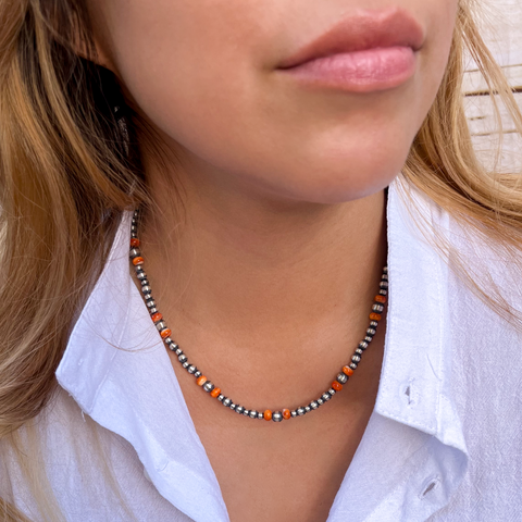 Handmade Sterling Silver Navajo Pearl Necklace ~ Choose Length ~ Gorgeous Design!