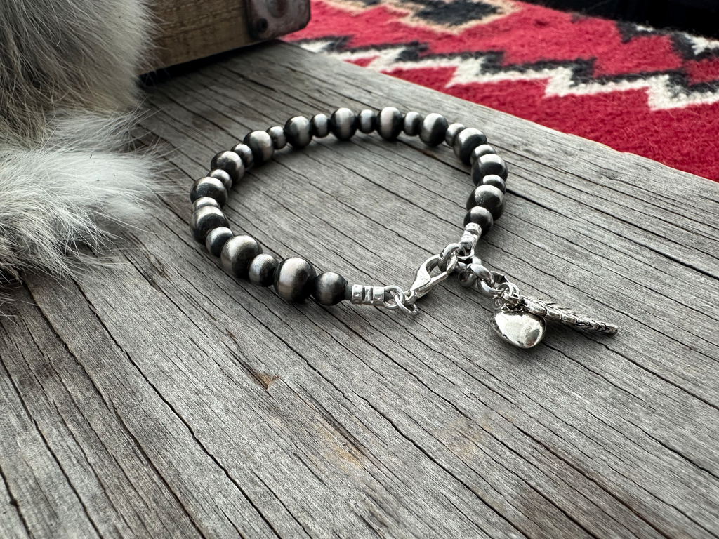 Navajo Pearl Handmade Bracelet ~ 6mm and 8mm German Silver Beads Navajo Pearl Handmade Bracelet ~ 6mm and 8mm German Silver Beads