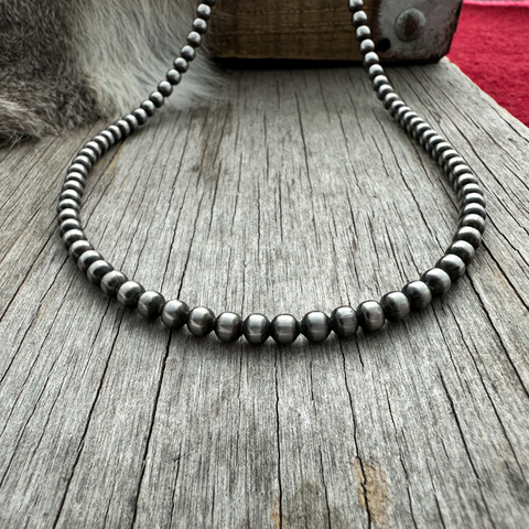 Navajo Pearl Handmade Necklace ~ All 6mm German Silver beads ~ Choose Length!