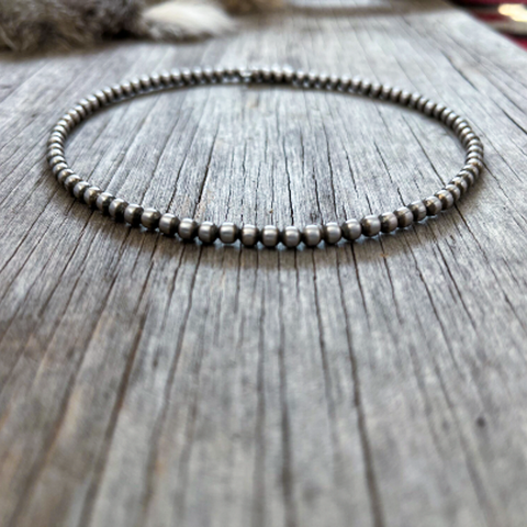 Navajo Pearl Handmade Wire Choker with all 4mm German Silver beads