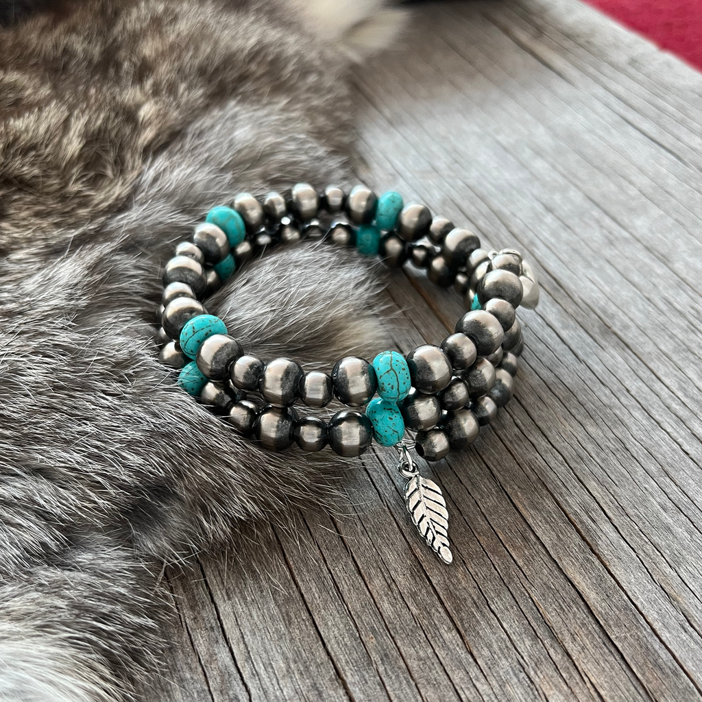 Navajo Pearl Handmade 2 Row Turquoise Bracelet ~ German Silver Navajo Pearl Handmade 2 Row Turquoise Bracelet ~ German Silver