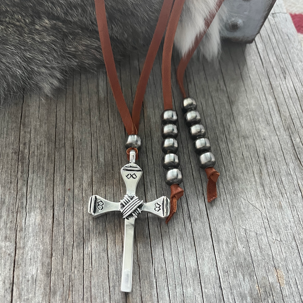 Artistic Sterling Silver Cross Pendant with German Silver Navajo