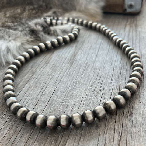 Navajo Pearl Handmade Necklace ~ All 10mm German Silver beads ~ Choose Length ~ Bold & Beautiful!