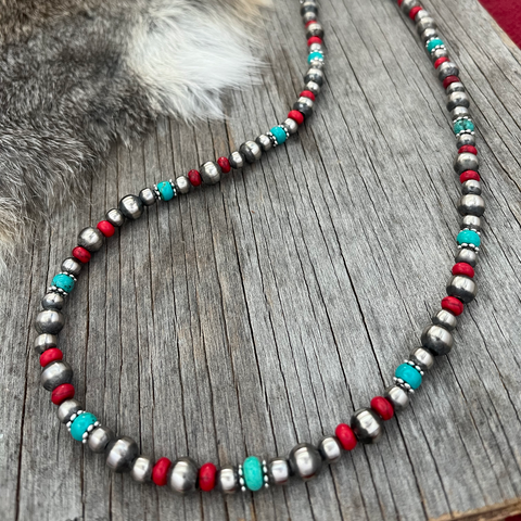 Navajo Pearl Handmade Necklace with 6 & 8mm German Silver beads ~ So Pretty! ~ Choose Length!