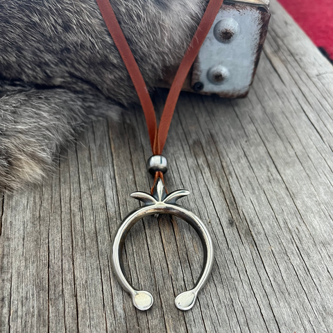 Gorgeous Sterling Silver Sand-Cast Style Naja Pendant on Brown Leather ~ Adjustable!